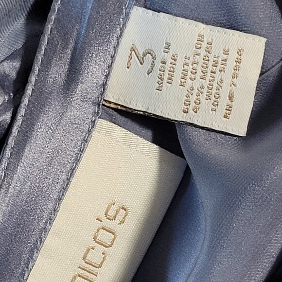 NWT WOMEN'S MILITARY POP OVER BLOUSE SILK ACCENT IN WASHED STONE CHICO'S 3 XL - Picture 5 of 7